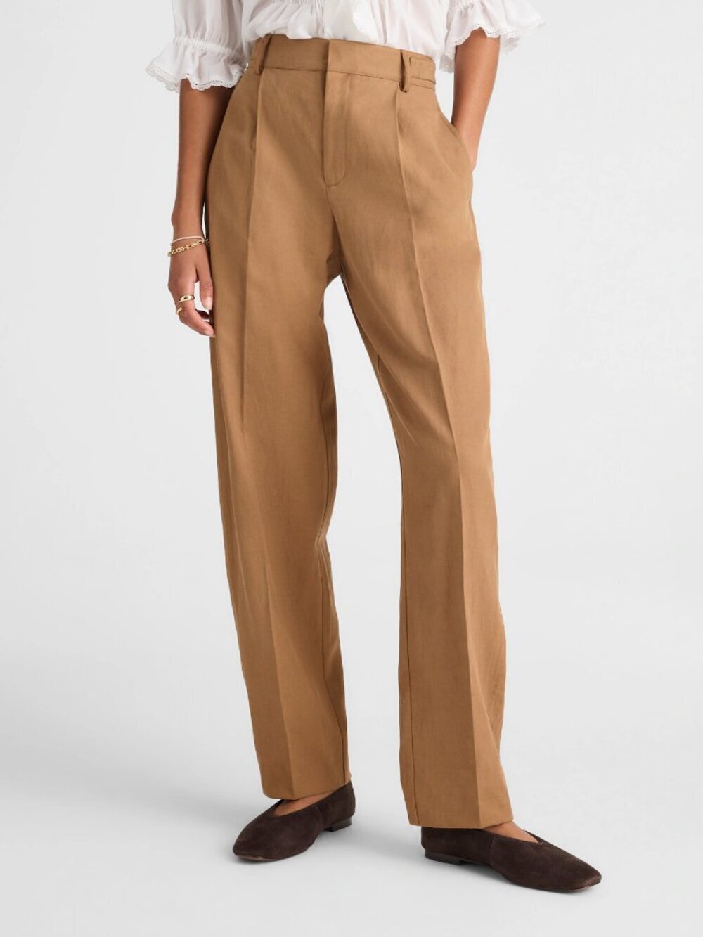 Madewell High Rise Barrel Leg Pleated Pants Brown Size 00/XXS NWT